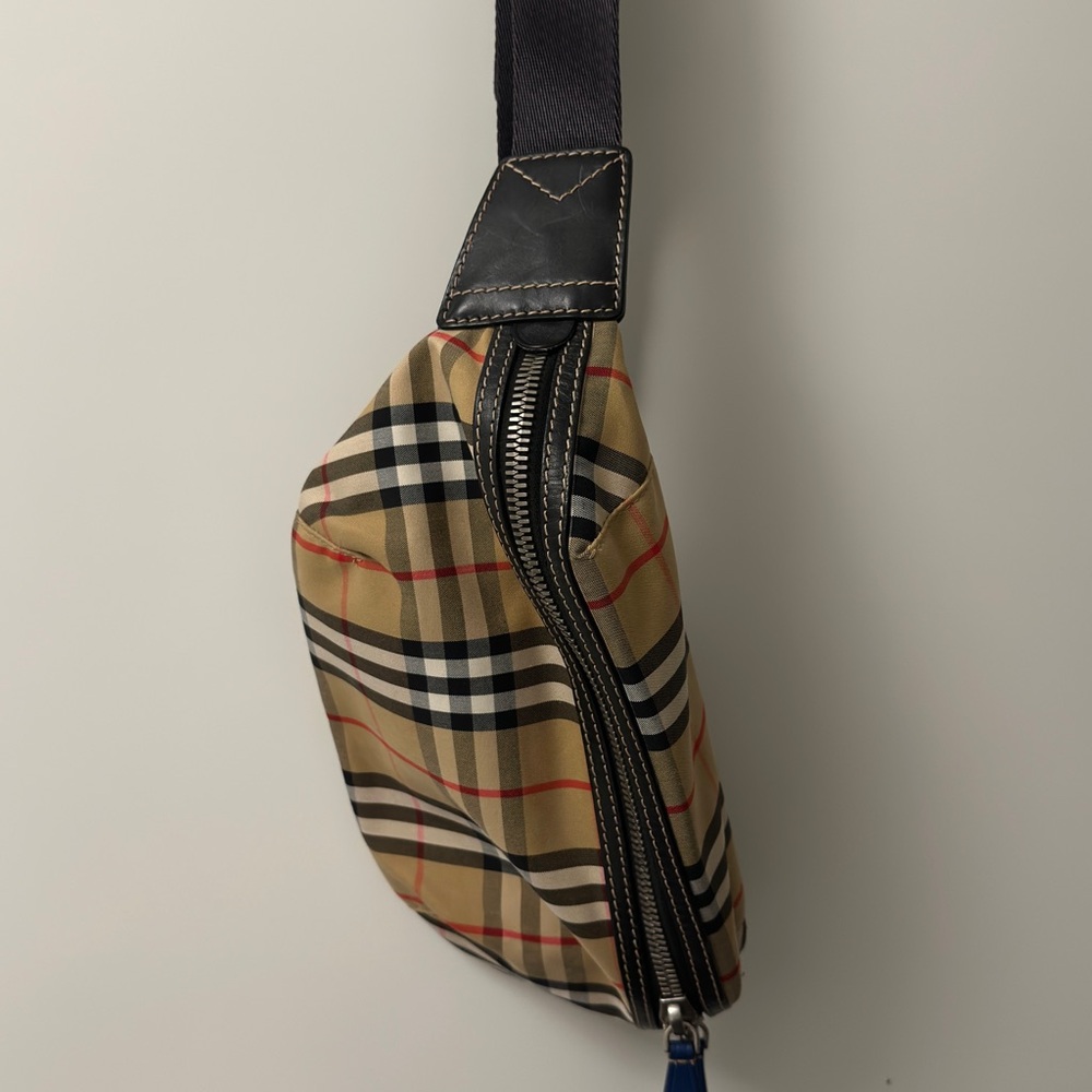 Burberry Beige and Black Check Belt Bag
